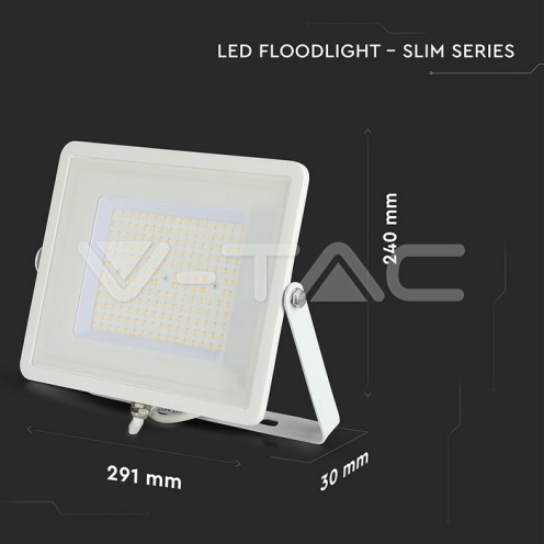100W LED Прожектор SAMSUNG ЧИП G2 SMD SLIM Бяло Тяло 4000К 120LM/W_new - изглед 4