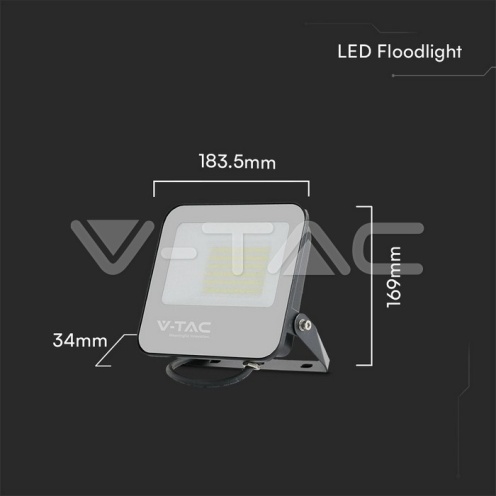 50W LED Прожектор 4000K Черно Тяло Сиво Стъкло 160lm/W 5год. Гаранция - изглед 7 - rZ commerce 50W LED Прожектор 4000K Черно Тяло Сиво Стъкло 160lm/W 5год. Гаранция - изглед 7