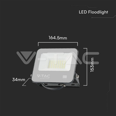 30W LED Прожектор SAMSUNG Чип 1м Кабел Черно Тяло 4000K - изглед 7