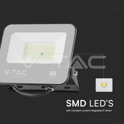 30W LED Прожектор SAMSUNG Чип 1м Кабел Черно Тяло 4000K - изглед 2