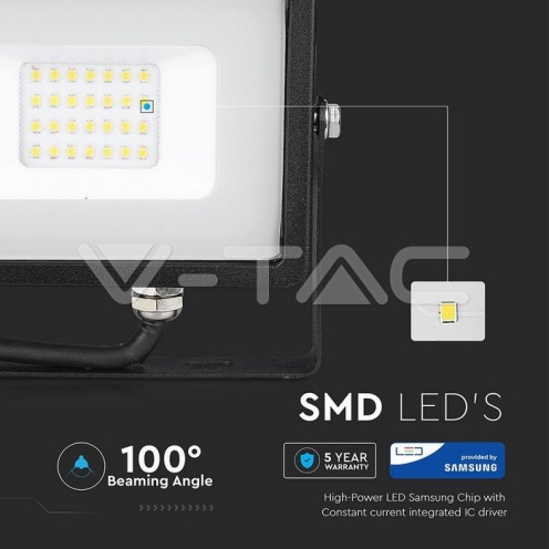 20W LED Прожектор SAMSUNG ЧИП SMD Черно Тяло 4000К - изглед 12