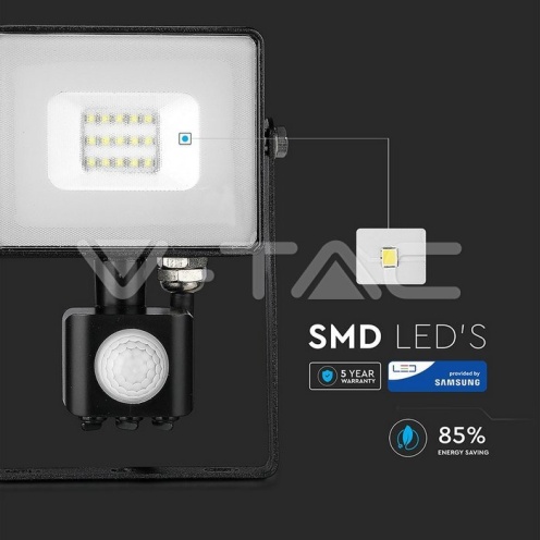 10W LED Прожектор Със Сензор SAMSUNG ЧИП Черно Тяло 4000K - изглед 11