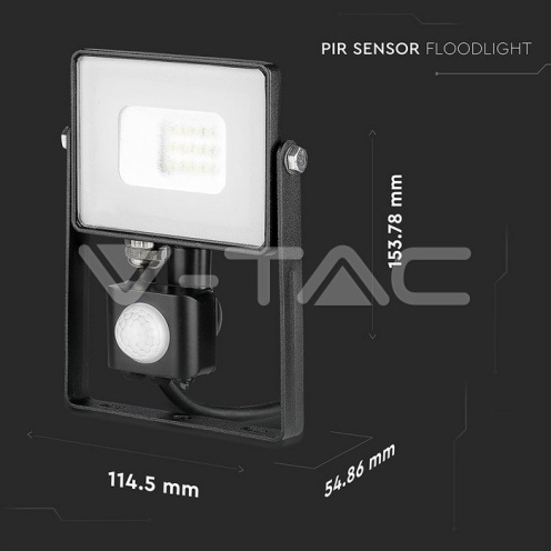 10W LED Прожектор Със Сензор SAMSUNG ЧИП Черно Тяло 4000K - изглед 4