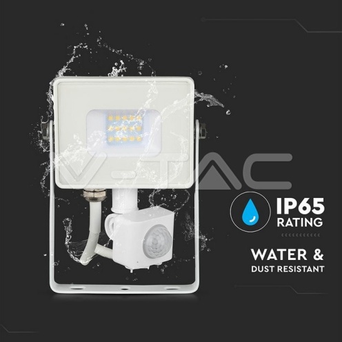 10W LED Прожектор Със Сензор SAMSUNG ЧИП Бяло Тяло 4000К - изглед 14