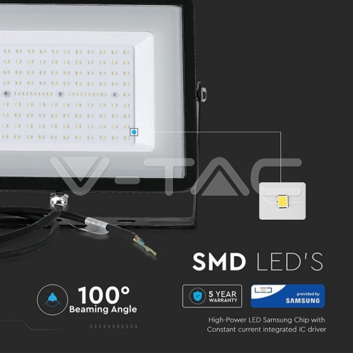 300W LED Прожектор SAMSUNG ЧИП SMD Черно Тяло 6400К - изглед 8