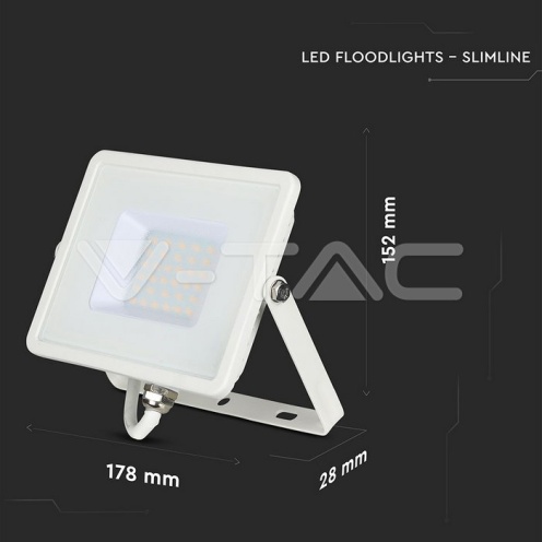 30W LED Прожектор SAMSUNG ЧИП SMD Бяло Тяло 6400К - изглед 5