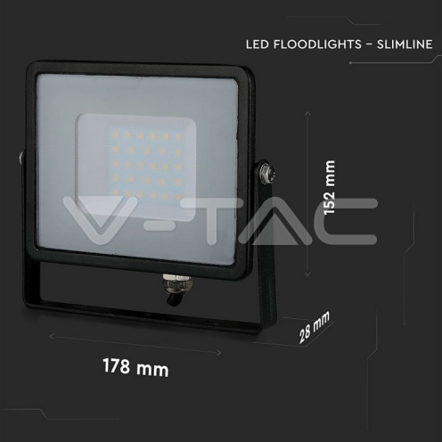 30W LED Прожектор SAMSUNG ЧИП SMD Черно Тяло 6400К - изглед 4