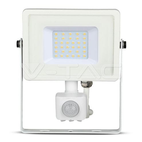 30W LED Прожектор Със Сензор SAMSUNG ЧИП Бяло Тяло 6400К - изглед 9