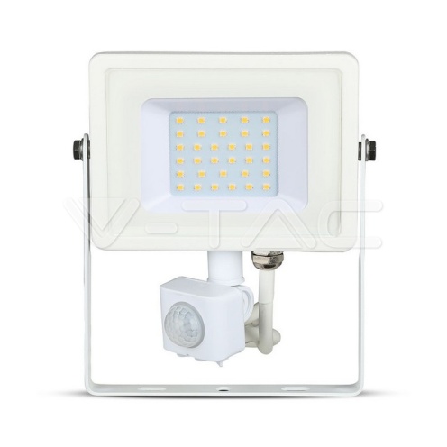 30W LED Прожектор Със Сензор SAMSUNG ЧИП Бяло Тяло 3000К - изглед 9