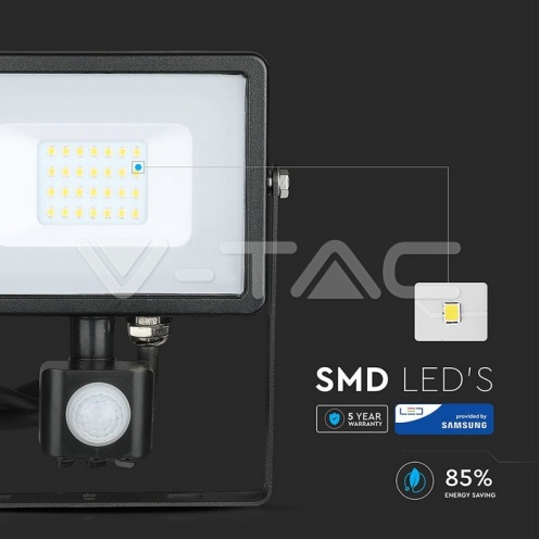 20W LED Прожектор Със Сензор SAMSUNG ЧИП Черно Тяло 3000К - изглед 13