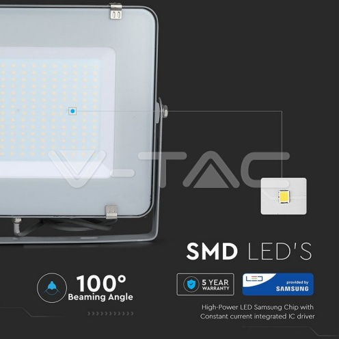 200W LED Прожектор SAMSUNG ЧИП SMD Сиво Тяло 6400К - изглед 8