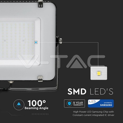 150W LED Прожектор SAMSUNG ЧИП SMD Черно Тяло 4000К - изглед 10