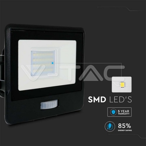 20W LED Прожектор PIR Сензор SAMSUNG ЧИП Черно Тяло 4000К - изглед 8