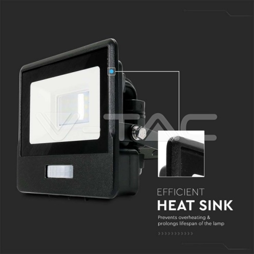 10W LED Прожектор PIR Сензор SAMSUNG ЧИП Черно - изглед 11