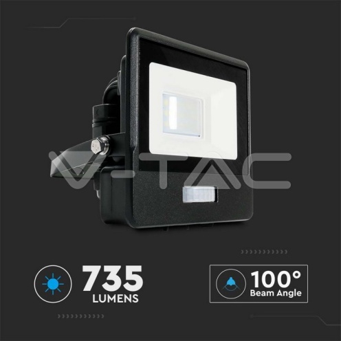 10W LED Прожектор PIR Сензор SAMSUNG ЧИП Черно - изглед 2