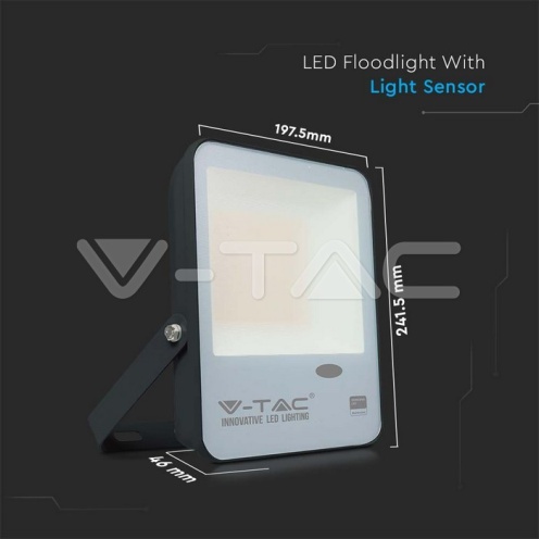 50W LED Прожектор Със Светлинен Сензор SAMSUNG ЧИП Черно Тяло 6500К 100LM/W - изглед 2